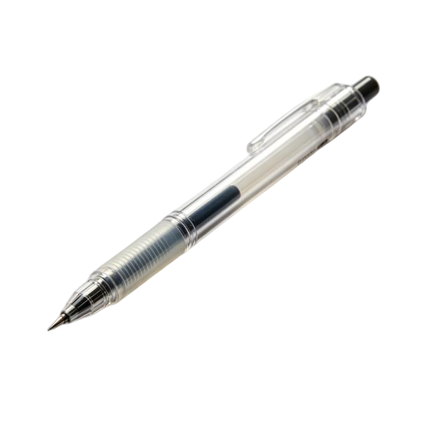 Clear Barrel Erasable Gel Pen with Black Accents
