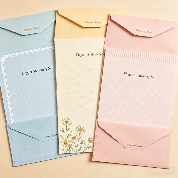3-Style Letter Writing Set with Envelopes, Daisy Floral Stationery Kit for Pen Pal Letters