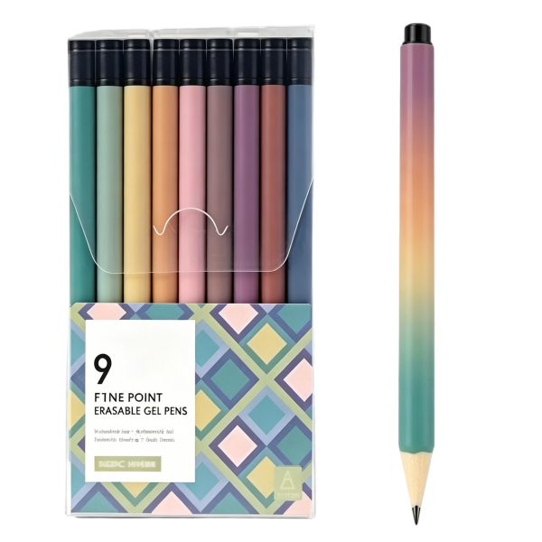 9 Pcs Morandi Color Erasable Gel Pens Set, 0.5mm Fine Point Smooth Writing Erasable Pens for Journaling Note Taking School Office