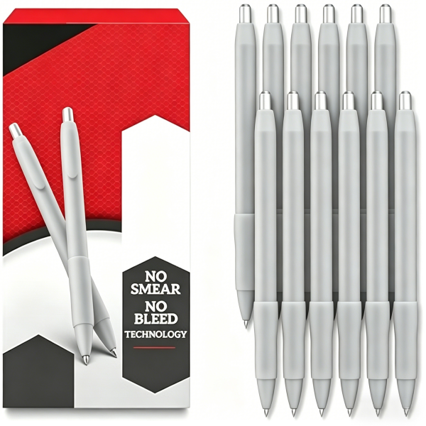 12 Pcs White & Gray Erasable Gel Pens Set, No Smear No Bleed 0.5mm Fine Point Erasable Ink Pens for Office School Business